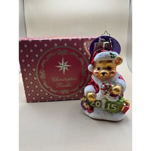 Christopher Radko Christmas ornament teddy bear santa with presents Gift of Time